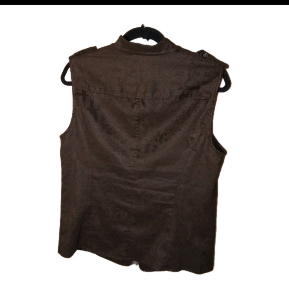 Yansi Fugel Brown Faux Suede Full Zip Vest Medium - Picture 2 of 10